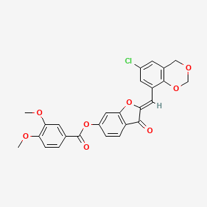 (2Z)-2-[(6-chloro-4H-1,3-benzodioxin-8-yl)methylidene]-3-oxo-2,3-dihydro-1-benzofuran-6-yl 3,4-dimethoxybenzoate