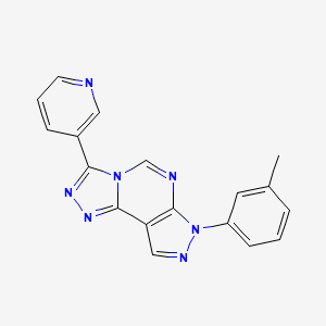 molecular formula C18H13N7 B12216622 10-(3-Methylphenyl)-5-(pyridin-3-yl)-3,4,6,8,10,11-hexaazatricyclo[7.3.0.0^{2,6}]dodeca-1(9),2,4,7,11-pentaene 