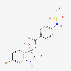 N-{4-[2-(6-bromo-3-hydroxy-2-oxo-2,3-dihydro-1H-indol-3-yl)acetyl]phenyl}ethane-1-sulfonamide