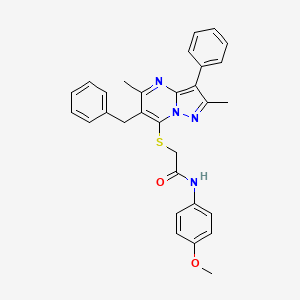 2-[(6-benzyl-2,5-dimethyl-3-phenylpyrazolo[1,5-a]pyrimidin-7-yl)sulfanyl]-N-(4-methoxyphenyl)acetamide