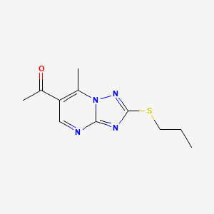 1-[7-Methyl-2-(propylsulfanyl)[1,2,4]triazolo[1,5-a]pyrimidin-6-yl]ethanone