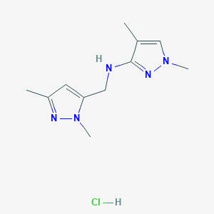 N-[(2,5-dimethylpyrazol-3-yl)methyl]-1,4-dimethylpyrazol-3-amine;hydrochloride