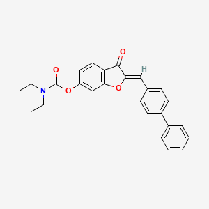 (2Z)-2-(biphenyl-4-ylmethylidene)-3-oxo-2,3-dihydro-1-benzofuran-6-yl diethylcarbamate