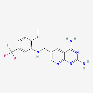 molecular formula C17H17F3N6O B1221689 5-Methyl-6-[[2-methoxy-5-(trifluoromethyl)phenyl]aminomethyl]pyrido[2,3-d]pyrimidine-2,4-diamine CAS No. 174654-98-9