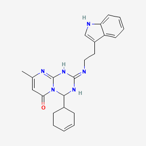 4-(3-cyclohexen-1-yl)-2-((2-(1H-indol-3-yl)ethyl)amino)-8-methyl-1,4-dihydro-6H-pyrimido[1,2-a][1,3,5]triazin-6-one