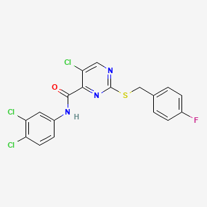 5-chloro-N-(3,4-dichlorophenyl)-2-[(4-fluorobenzyl)sulfanyl]pyrimidine-4-carboxamide