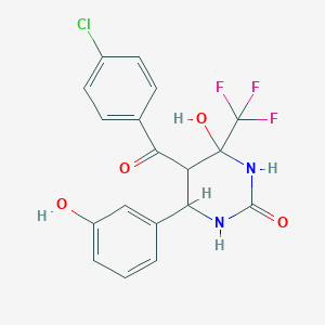 5-[(4-chlorophenyl)carbonyl]-4-hydroxy-6-(3-hydroxyphenyl)-4-(trifluoromethyl)tetrahydropyrimidin-2(1H)-one