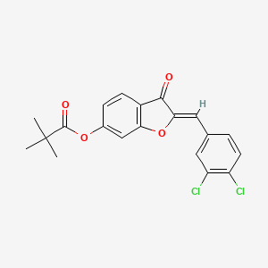 (2Z)-2-(3,4-dichlorobenzylidene)-3-oxo-2,3-dihydro-1-benzofuran-6-yl 2,2-dimethylpropanoate