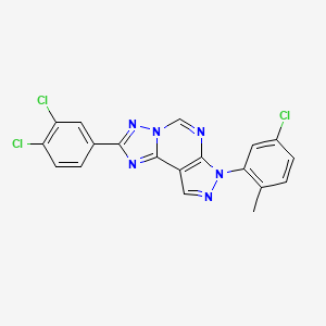 molecular formula C19H11Cl3N6 B12217223 7-(5-chloro-2-methylphenyl)-2-(3,4-dichlorophenyl)-7H-pyrazolo[4,3-e][1,2,4]triazolo[1,5-c]pyrimidine 