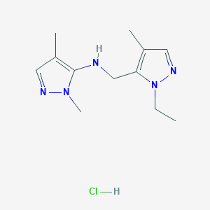 molecular formula C12H20ClN5 B12217267 N-[(2-ethyl-4-methylpyrazol-3-yl)methyl]-2,4-dimethylpyrazol-3-amine;hydrochloride 