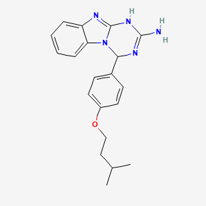 molecular formula C20H23N5O B12217273 4-[4-(3-Methylbutoxy)phenyl]-1,4-dihydro[1,3,5]triazino[1,2-a]benzimidazol-2-amine 