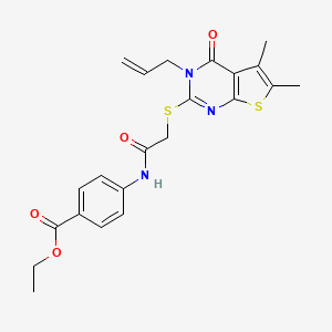 Ethyl 4-[({[5,6-dimethyl-4-oxo-3-(prop-2-en-1-yl)-3,4-dihydrothieno[2,3-d]pyrimidin-2-yl]sulfanyl}acetyl)amino]benzoate