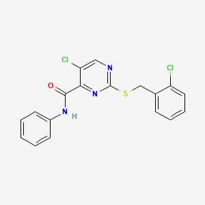 5-chloro-2-[(2-chlorobenzyl)sulfanyl]-N-phenylpyrimidine-4-carboxamide