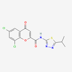 molecular formula C15H11Cl2N3O3S B12217395 6,8-dichloro-4-oxo-N-[5-(propan-2-yl)-1,3,4-thiadiazol-2-yl]-4H-chromene-2-carboxamide 