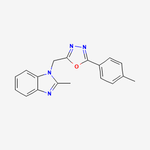 molecular formula C18H16N4O B12217396 2-((2-methyl-1H-benzo[d]imidazol-1-yl)methyl)-5-(p-tolyl)-1,3,4-oxadiazole 