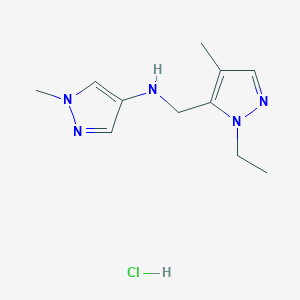 N-[(2-ethyl-4-methylpyrazol-3-yl)methyl]-1-methylpyrazol-4-amine;hydrochloride