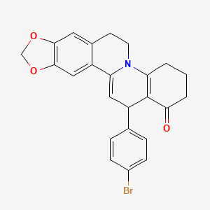 molecular formula C24H20BrNO3 B12217407 14-(4-bromophenyl)-2,3,4,6,7,14-hexahydro-1H-[1,3]dioxolo[6,7]isoquino[2,1-a]quinolin-1-one 