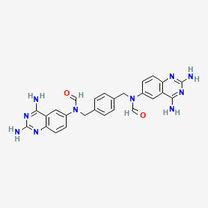 molecular formula C26H24N10O2 B1221741 N-(2,4-diaminoquinazolin-6-yl)-N-[[4-[[(2,4-diaminoquinazolin-6-yl)-formylamino]methyl]phenyl]methyl]formamide CAS No. 95651-93-7