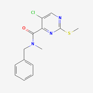 molecular formula C14H14ClN3OS B12217419 N-benzyl-5-chloro-N-methyl-2-(methylsulfanyl)pyrimidine-4-carboxamide 