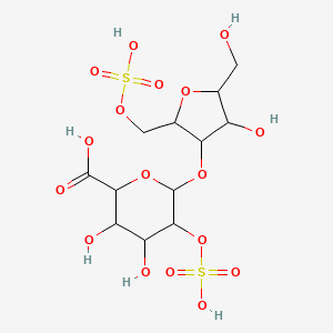 molecular formula C12H20O17S2 B1221745 2,5-Anhydro-1-o-sulfo-3-o-(2-o-sulfohexopyranuronosyl)hexitol CAS No. 98632-68-9