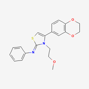 molecular formula C20H20N2O3S B12217488 4-(2,3-dihydro-1,4-benzodioxin-6-yl)-3-(2-methoxyethyl)-N-phenyl-2,3-dihydro-1,3-thiazol-2-imine 