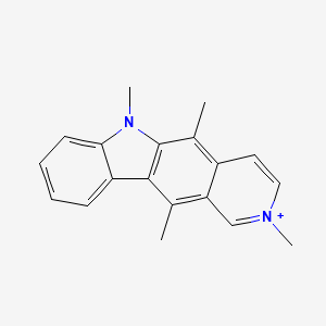 molecular formula C19H19N2+ B1221749 6H-Pyrido(4,3-b)carbazolium, 2,5,6,11-tetramethyl- CAS No. 99759-40-7