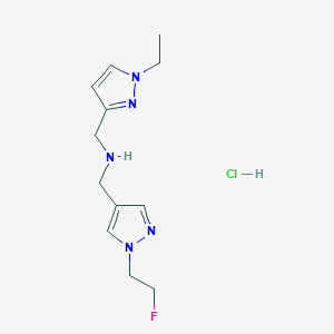 molecular formula C12H19ClFN5 B12217497 1-(1-ethyl-1H-pyrazol-3-yl)-N-{[1-(2-fluoroethyl)-1H-pyrazol-4-yl]methyl}methanamine 