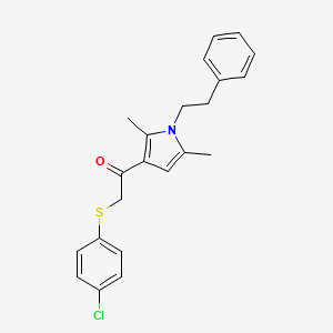 2-[(4-chlorophenyl)sulfanyl]-1-[2,5-dimethyl-1-(2-phenylethyl)-1H-pyrrol-3-yl]ethanone