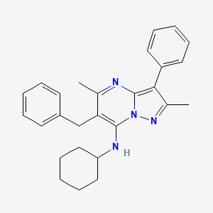 6-benzyl-N-cyclohexyl-2,5-dimethyl-3-phenylpyrazolo[1,5-a]pyrimidin-7-amine