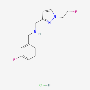 molecular formula C13H16ClF2N3 B12217558 (3-fluorobenzyl){[1-(2-fluoroethyl)-1H-pyrazol-3-yl]methyl}amine 