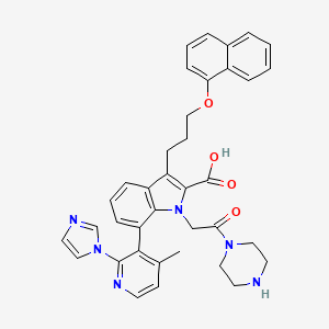 molecular formula C37H36N6O4 B12217566 7-[2-(1h-Imidazol-1-Yl)-4-Methylpyridin-3-Yl]-3-[3-(Naphthalen-1-Yloxy)propyl]-1-[2-Oxo-2-(Piperazin-1-Yl)ethyl]-1h-Indole-2-Carboxylic Acid 