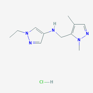 N-[(2,4-dimethylpyrazol-3-yl)methyl]-1-ethylpyrazol-4-amine;hydrochloride