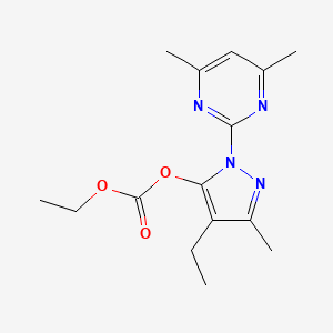 molecular formula C15H20N4O3 B12217701 1-(4,6-dimethylpyrimidin-2-yl)-4-ethyl-3-methyl-1H-pyrazol-5-yl ethyl carbonate 