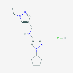 molecular formula C14H22ClN5 B12217721 1-cyclopentyl-N-[(1-ethylpyrazol-4-yl)methyl]pyrazol-4-amine;hydrochloride 