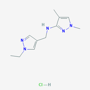 molecular formula C11H18ClN5 B12217745 N-[(1-ethylpyrazol-4-yl)methyl]-1,4-dimethylpyrazol-3-amine;hydrochloride 