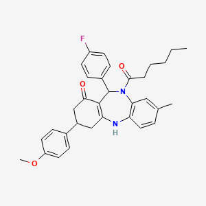 1-[11-(4-fluorophenyl)-1-hydroxy-3-(4-methoxyphenyl)-8-methyl-2,3,4,11-tetrahydro-10H-dibenzo[b,e][1,4]diazepin-10-yl]hexan-1-one