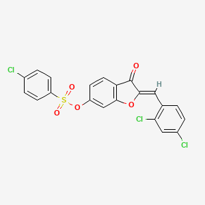 molecular formula C21H11Cl3O5S B12217937 (2Z)-2-(2,4-dichlorobenzylidene)-3-oxo-2,3-dihydro-1-benzofuran-6-yl 4-chlorobenzenesulfonate 