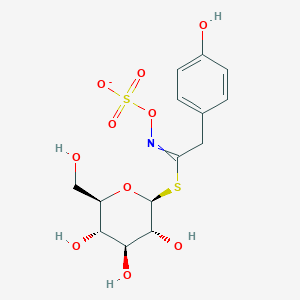 molecular formula C14H18NO10S2- B1221809 [[2-(4-hydroxyphenyl)-1-[(2S,3R,4S,5S,6R)-3,4,5-trihydroxy-6-(hydroxymethyl)oxan-2-yl]sulfanylethylidene]amino] sulfate 