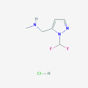 molecular formula C6H10ClF2N3 B12218094 1-[2-(difluoromethyl)pyrazol-3-yl]-N-methylmethanamine;hydrochloride 