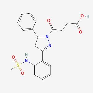 molecular formula C20H21N3O5S B12218097 4-[3-(2-methanesulfonamidophenyl)-5-phenyl-4,5-dihydro-1H-pyrazol-1-yl]-4-oxobutanoic acid 