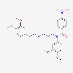 molecular formula C29H35N3O7 B1221811 Benzamide, N-(3,4-dimethoxyphenyl)-N-(3-((2-(3,4-dimethoxyphenyl)ethyl)methylamino)propyl)-4-nitro- CAS No. 113241-09-1