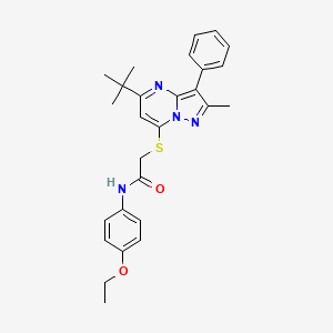 2-[(5-tert-butyl-2-methyl-3-phenylpyrazolo[1,5-a]pyrimidin-7-yl)sulfanyl]-N-(4-ethoxyphenyl)acetamide