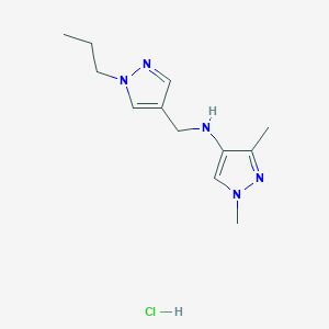 molecular formula C12H20ClN5 B12218182 1,3-dimethyl-N-[(1-propylpyrazol-4-yl)methyl]pyrazol-4-amine;hydrochloride 