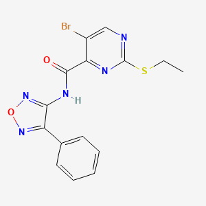 molecular formula C15H12BrN5O2S B12218328 5-bromo-2-(ethylsulfanyl)-N-(4-phenyl-1,2,5-oxadiazol-3-yl)pyrimidine-4-carboxamide 