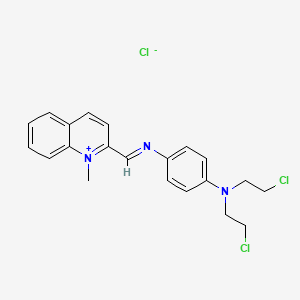 molecular formula C21H22Cl3N3 B1221836 Quinolinium, 2-(N-(p-(bis(2-chloroethyl)amino)phenyl)formimidoyl)-1-methyl-, chloride CAS No. 25843-64-5