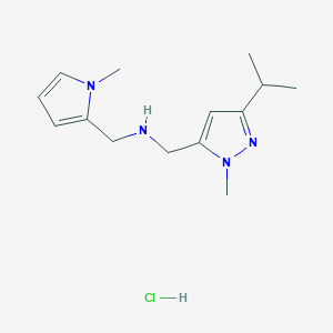 molecular formula C14H23ClN4 B12218390 1-(3-isopropyl-1-methyl-1H-pyrazol-5-yl)-N-[(1-methyl-1H-pyrrol-2-yl)methyl]methanamine 