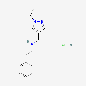 molecular formula C14H20ClN3 B12218394 N-[(1-ethylpyrazol-4-yl)methyl]-2-phenylethanamine;hydrochloride 