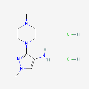 molecular formula C9H19Cl2N5 B12218455 1-Methyl-3-(4-methylpiperazin-1-yl)-1H-pyrazol-4-amine dihydrochloride 