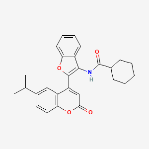 molecular formula C27H27NO4 B12218474 N-{2-[2-oxo-6-(propan-2-yl)-2H-chromen-4-yl]-1-benzofuran-3-yl}cyclohexanecarboxamide 