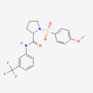 molecular formula C19H19F3N2O4S B12218560 1-[(4-methoxyphenyl)sulfonyl]-N-[3-(trifluoromethyl)phenyl]prolinamide 